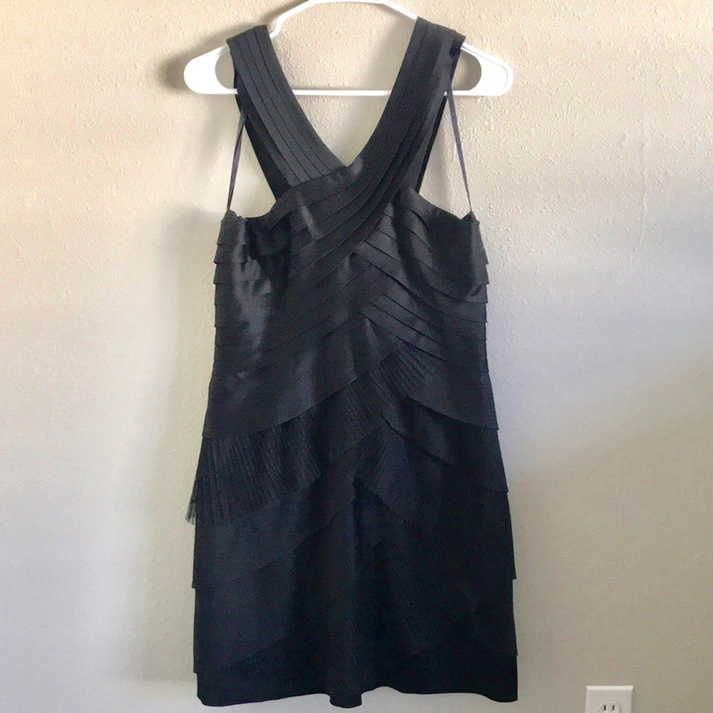 BCBGMAXAZRIA black Tulle Layered Dress